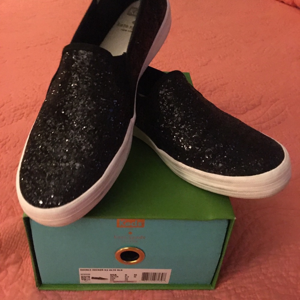 Kate Spade black glitter Keds